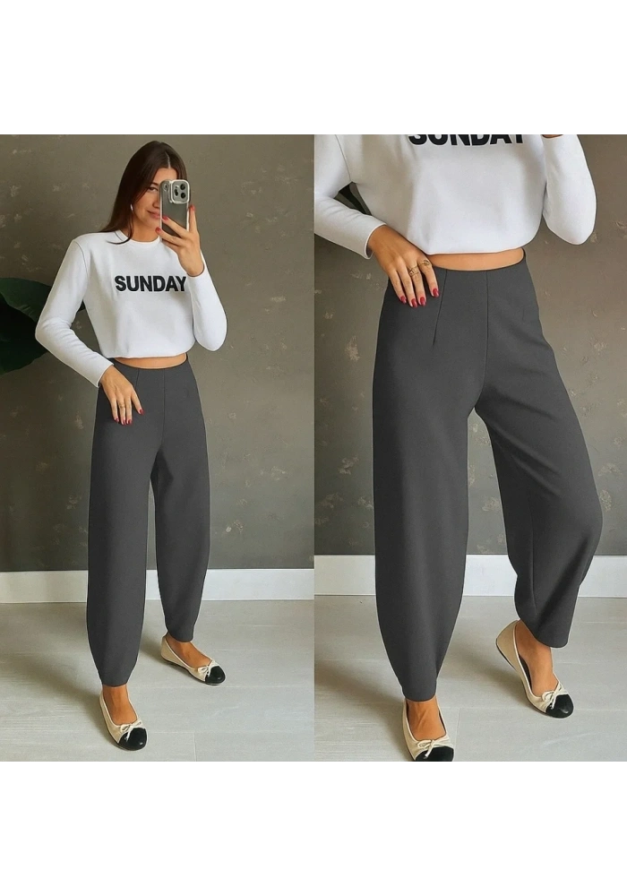 Kadın Yüksek Bel Krep Pantolon