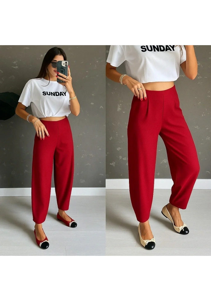 Kadın Yüksek Bel Krep Pantolon