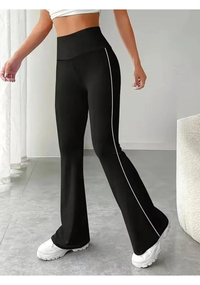 Kadın Yüksel Bel Yan şerit Detaylı Uzun Dalgıç Tayt