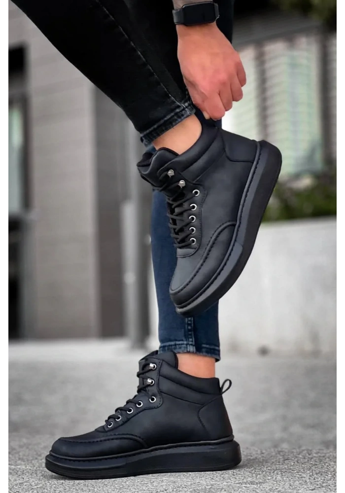 KB-0994  Kuback Siyah Cilt  Siyah  Yüksek Taban  Erkek Bilek Bot