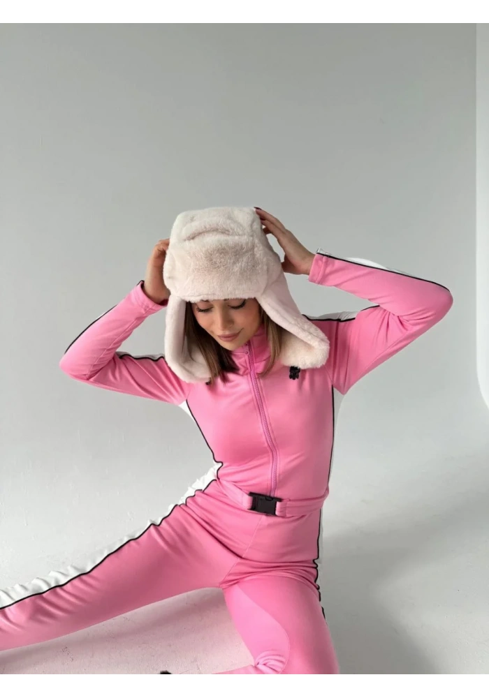 Kemer Detaylı Fermuarlı Tulum - Pembe