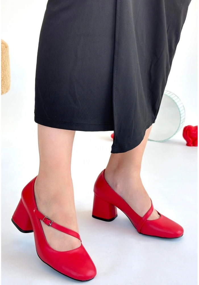 Kier Kırmızı Cilt Topuklu Ayakkabı