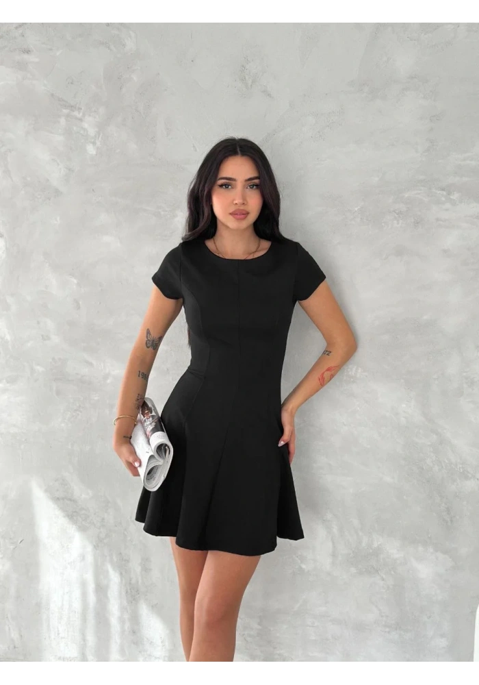 kısa kollu Mini Elbise - Siyah