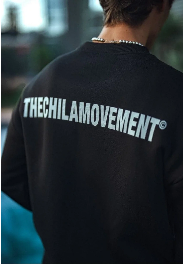 Erkek 3 iplik Pamuklu Bisiklet Yaka Oversize Baskılı SweatShirt - Siyah