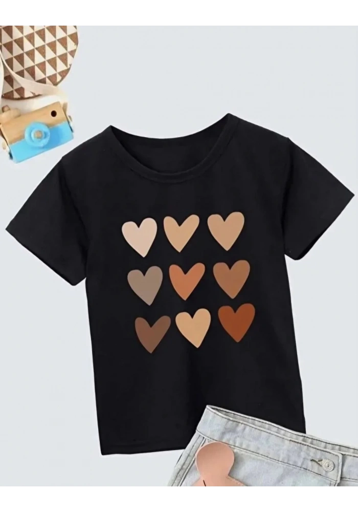 Kız Çocuk Bisiklet Yaka Baskılı T-Shirt - Beyaz