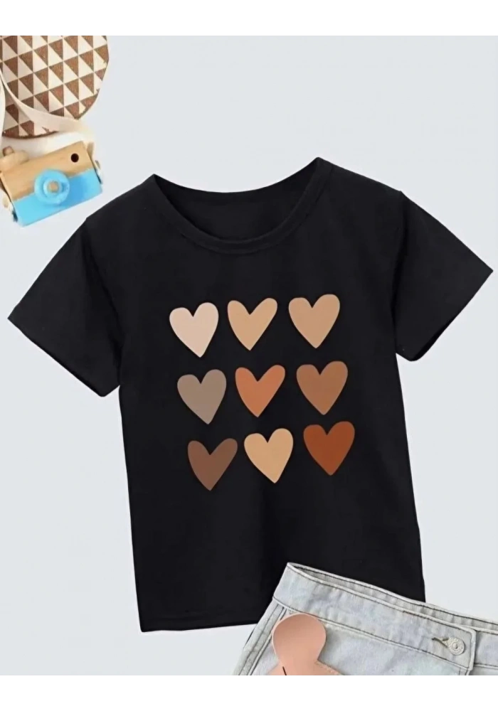 Kız Çocuk Bisiklet Yaka Baskılı T-Shirt - Beyaz