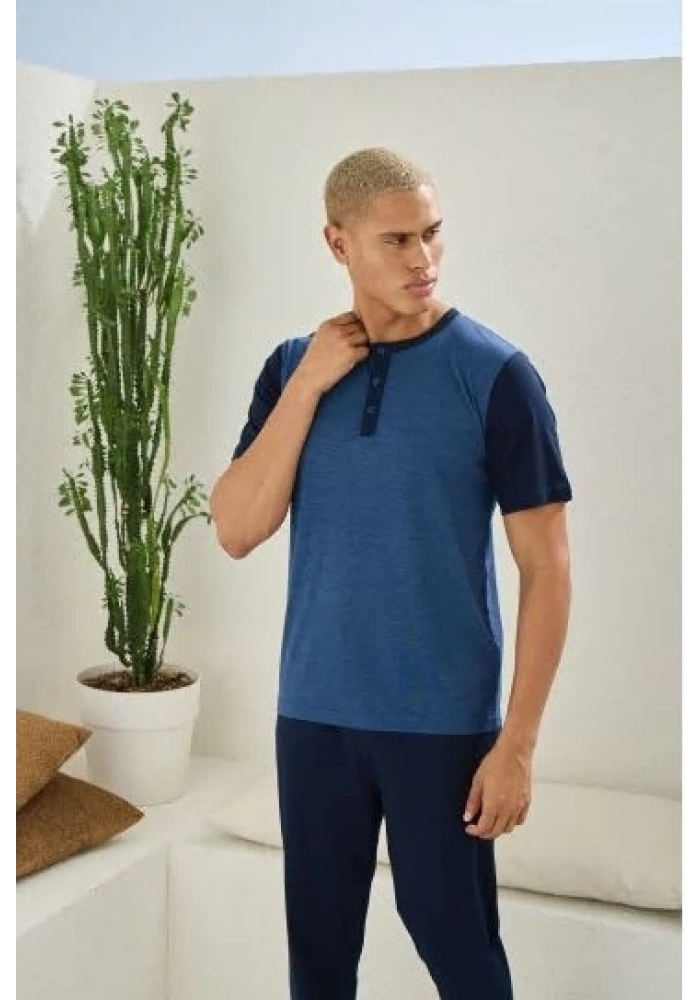 Kocabey 2205 Erkek Battal Midi Yaka Pijama Takım