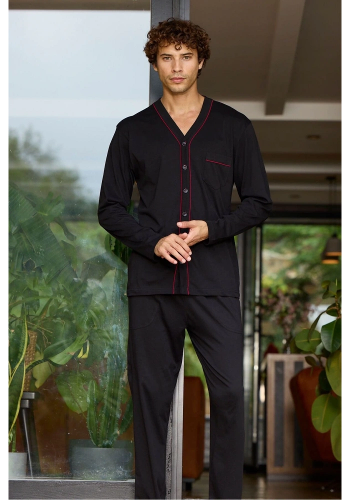 Kocabey 9134 Erkek  V Yaka Boydan Düğmeli Pijama Takımı