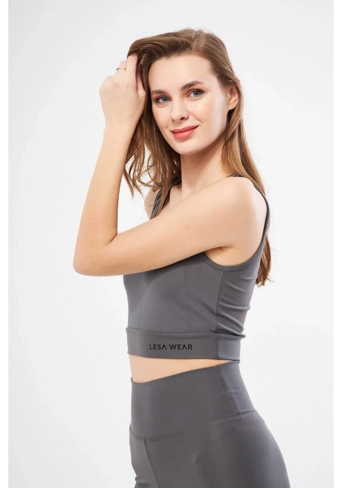 Kolsuz Dalgiç Baskılı Crop - Füme