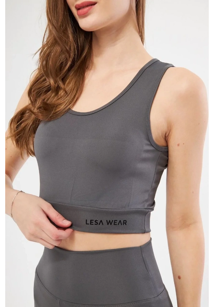 Kolsuz Dalgiç Baskılı Crop - Füme