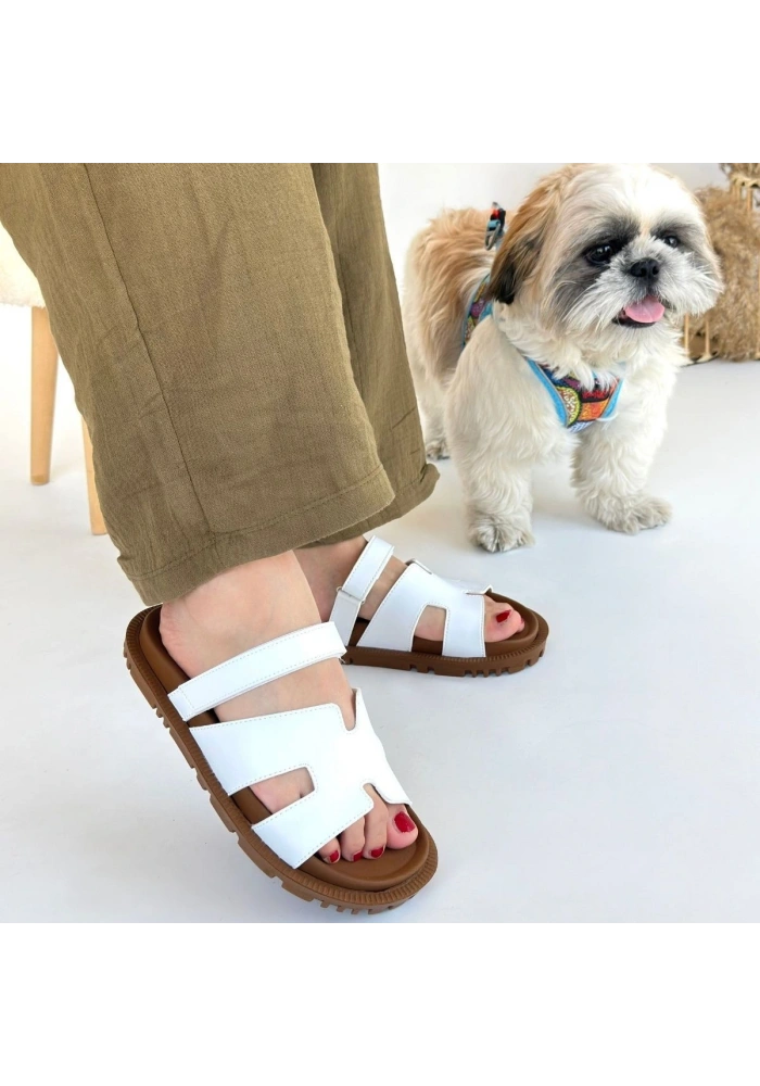 Kooni Beyaz Cilt Terlik