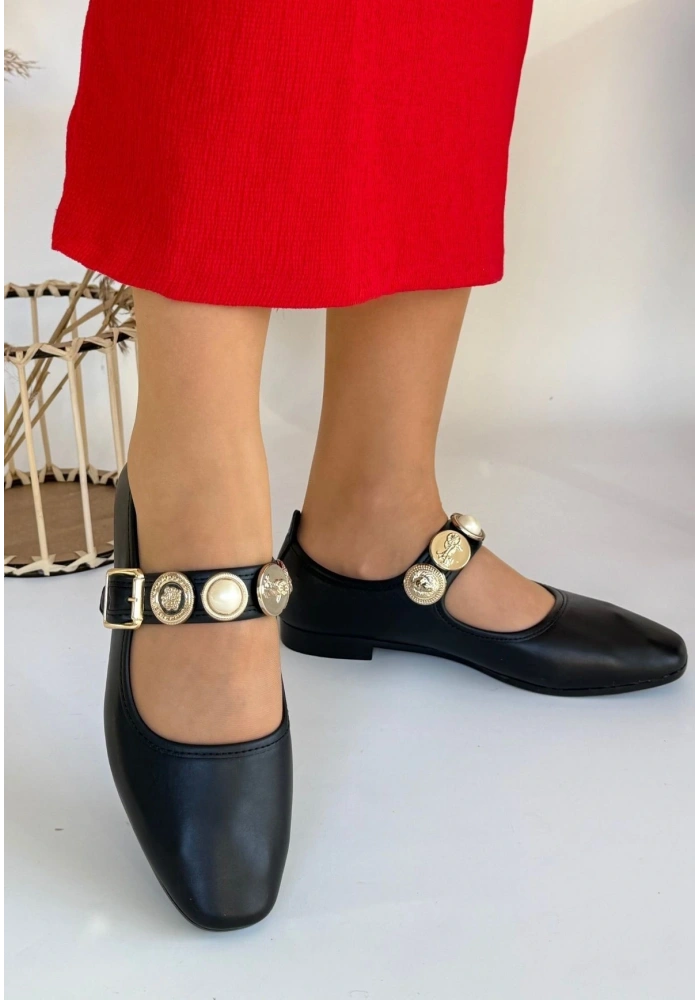 Koope Siyah Cilt Babet Ayakkabı