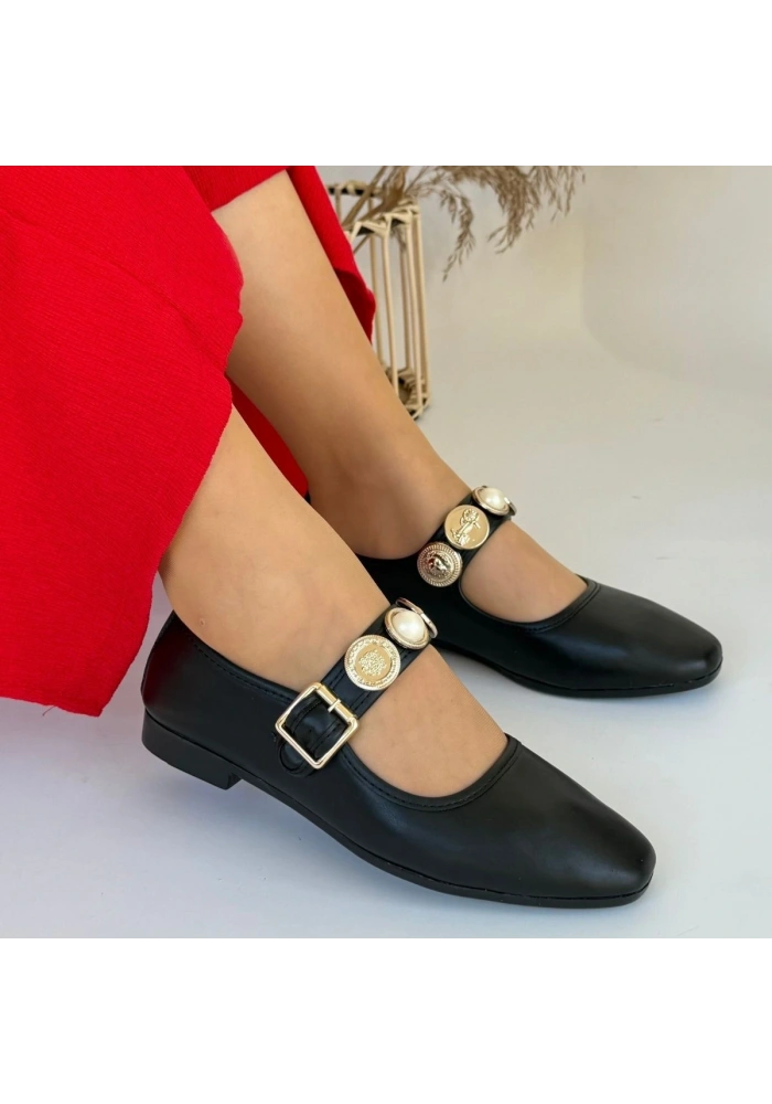 Koope Siyah Cilt Babet Ayakkabı