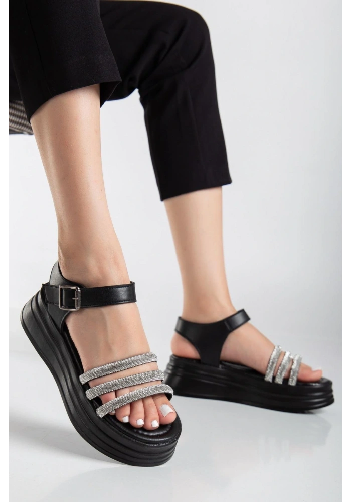 Lalen Siyah Kemerli Sandalet