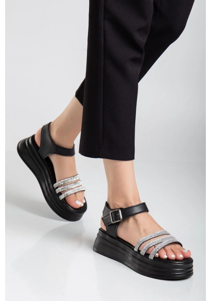 Lalen Siyah Kemerli Sandalet