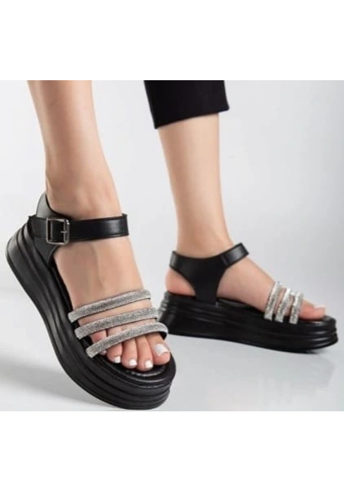 Lalen Siyah Kemerli Sandalet