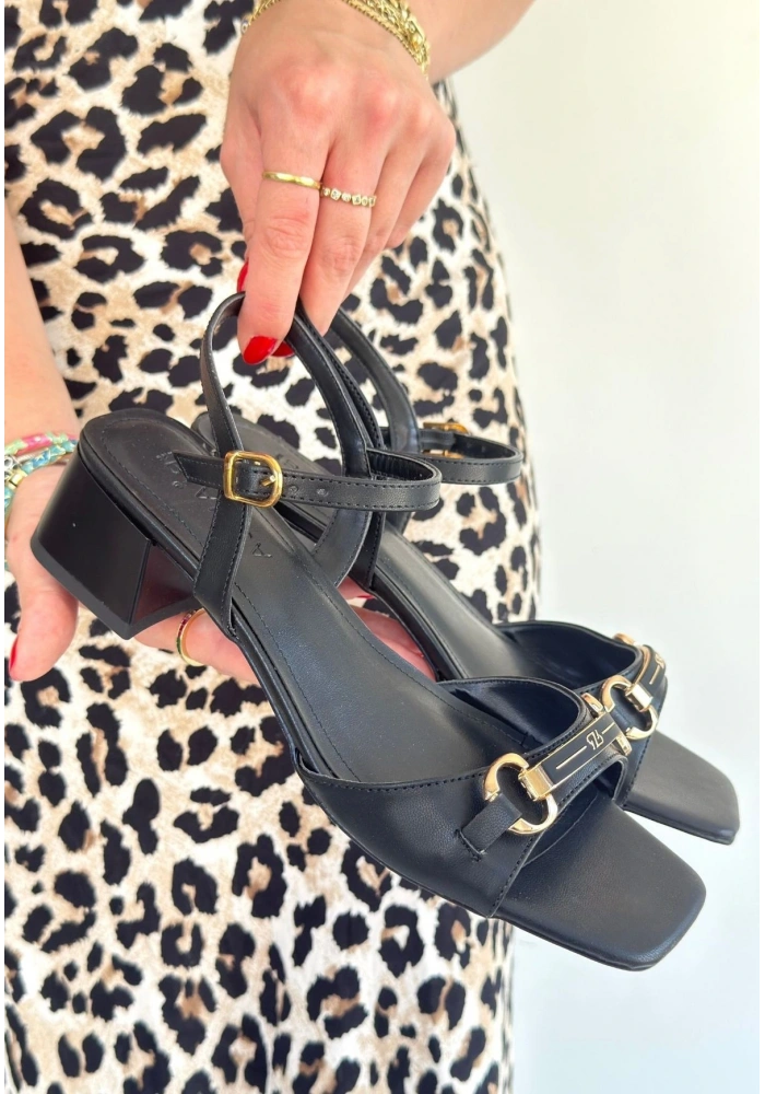 Lanina Siyah Cilt Topuklu Ayakkabı