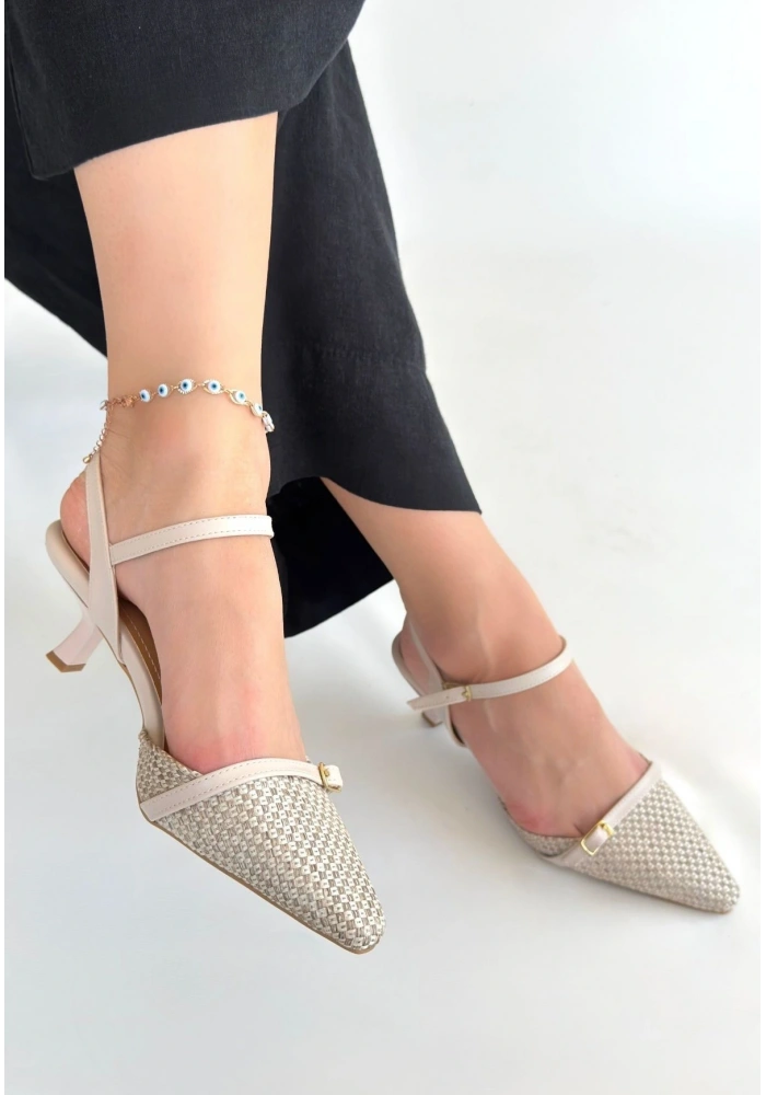 Lanna Bej Cilt Topuklu Ayakkabı