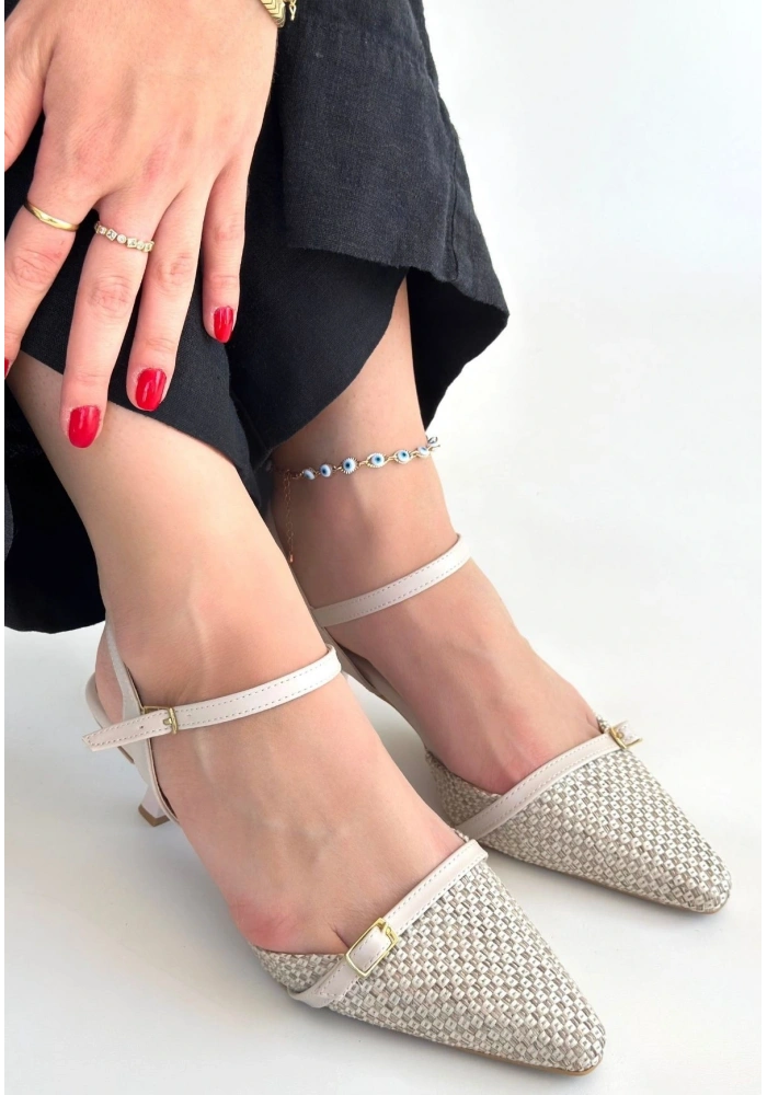 Lanna Bej Cilt Topuklu Ayakkabı