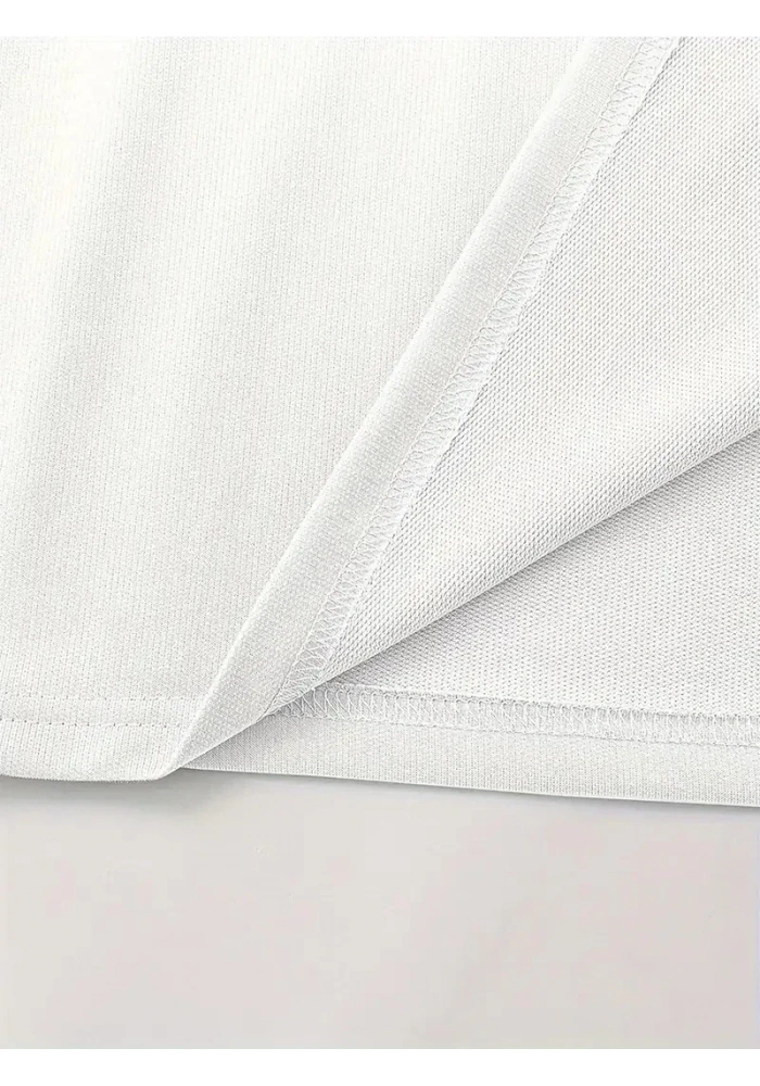 LB Baskılı Ön Arka Oversize Bisiklet Yaka Kısa Kol - Beyaz