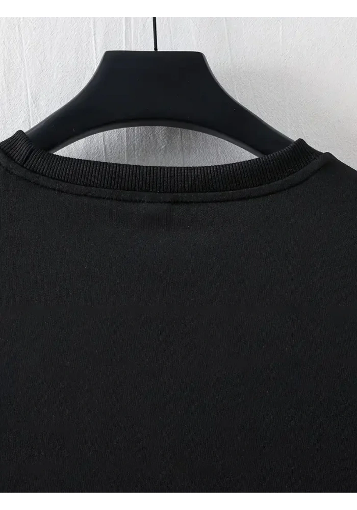 Erkek LB  Baskılı Oversize Bisiklet Yaka Yazlık T-shirt - Siyah