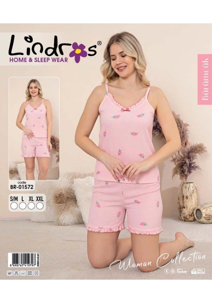 Lindros BR-01572 Kadın İp Askılı Bürümcük Şortlu Takım