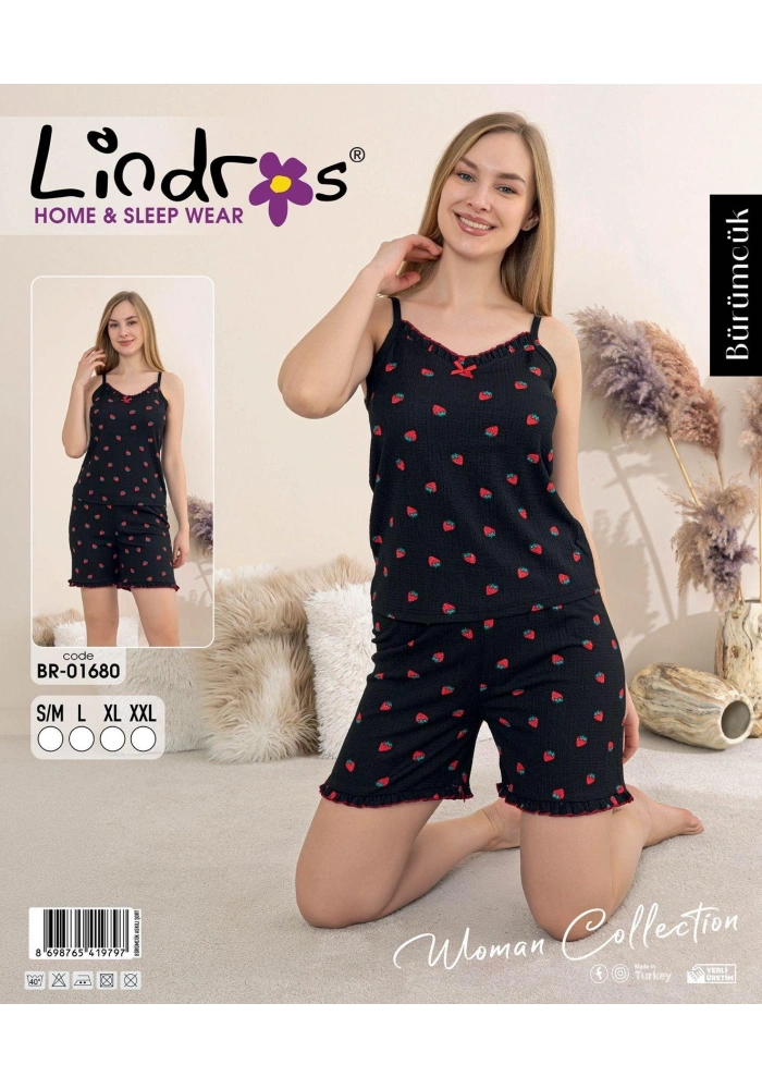 Lindros BR-01680 Kadın İp Askılı Bürümcük Şortlu Takım