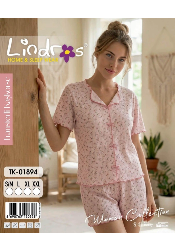 Lindros TK-01894 Kadın Kaşkorse Kısa Kol Şort Takım