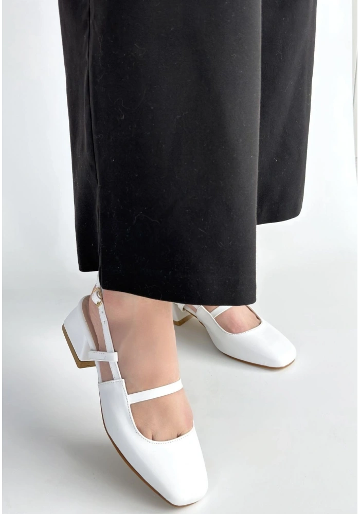 Liva Beyaz Cilt Topuklu Ayakkabı