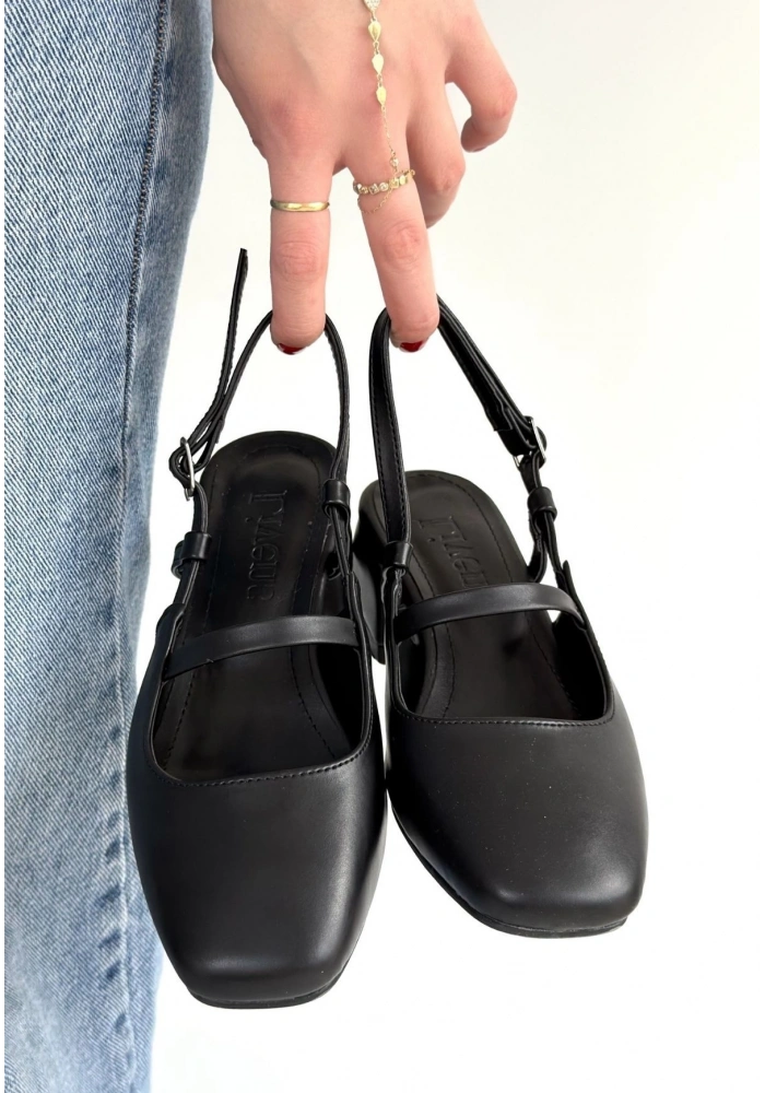 Liva Siyah Cilt Topuklu Ayakkabı