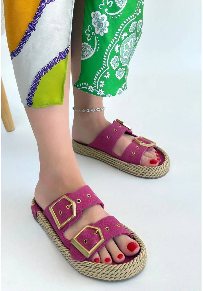 Loera Pemba Nubuk Çift Tokalı Terlik