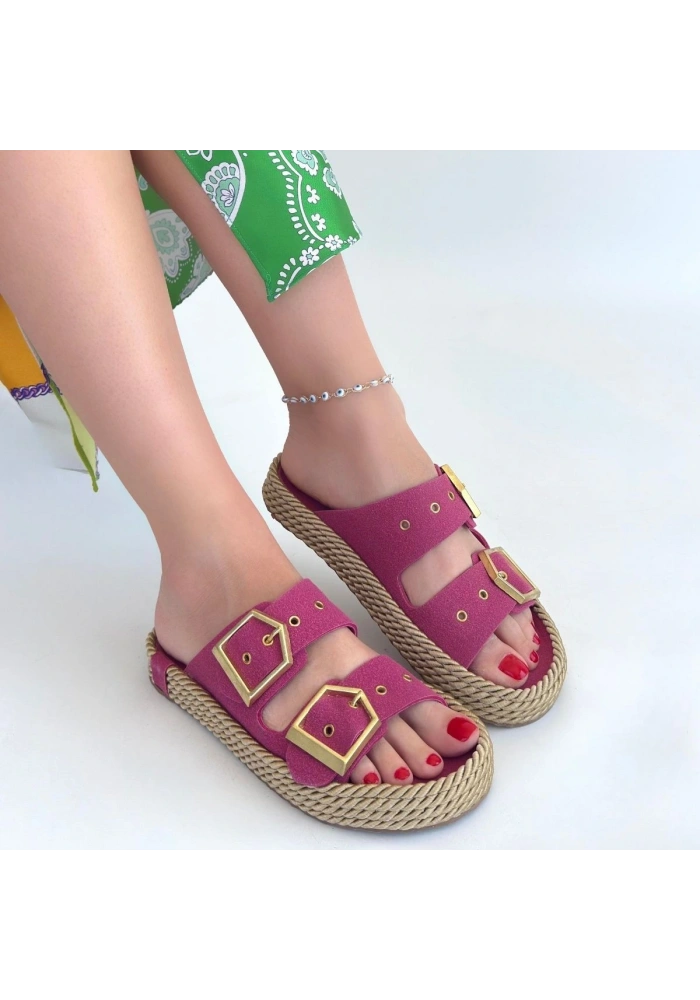 Loera Pemba Nubuk Çift Tokalı Terlik