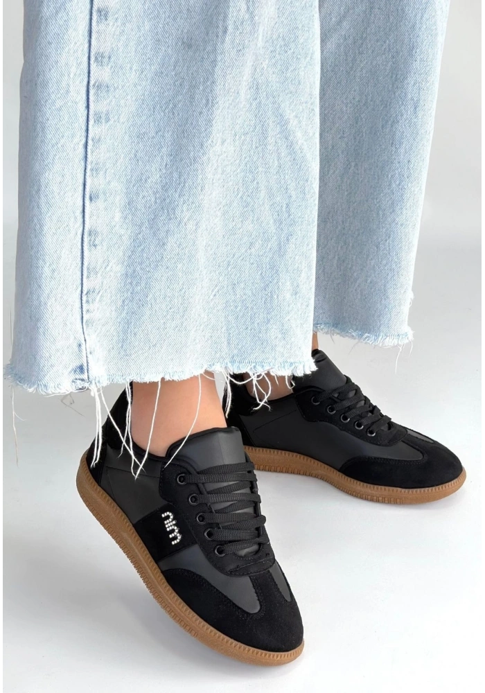 Lunga Siyah Cilt Bağcıklı Spor Ayakkabı