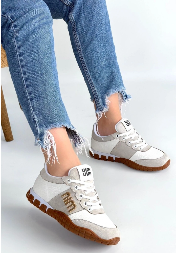 Marje Beyaz Cilt Bağcıklı Spor Ayakkabı