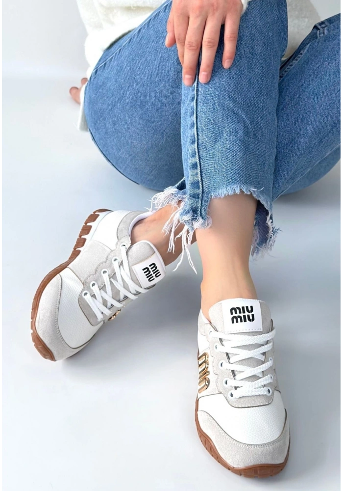 Marje Beyaz Cilt Bağcıklı Spor Ayakkabı