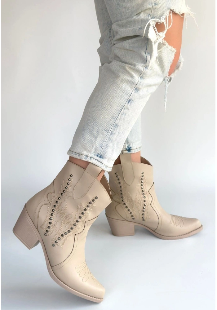 Matin Bej Cilt Topuklu Bot