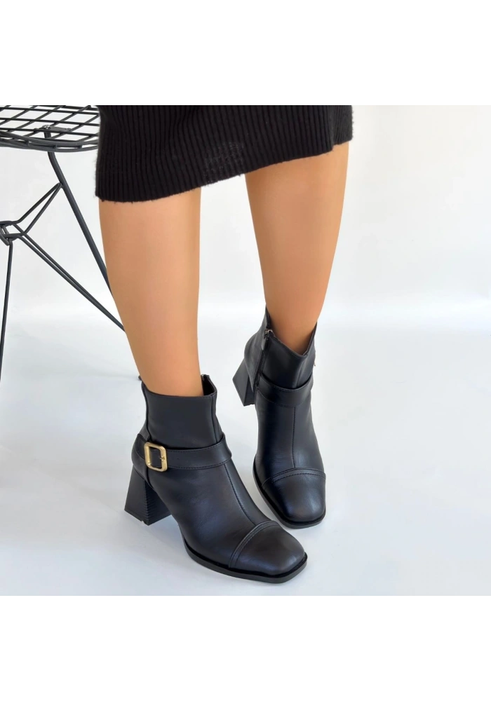 Mejjo Siyah Cilt Topuklu Bot