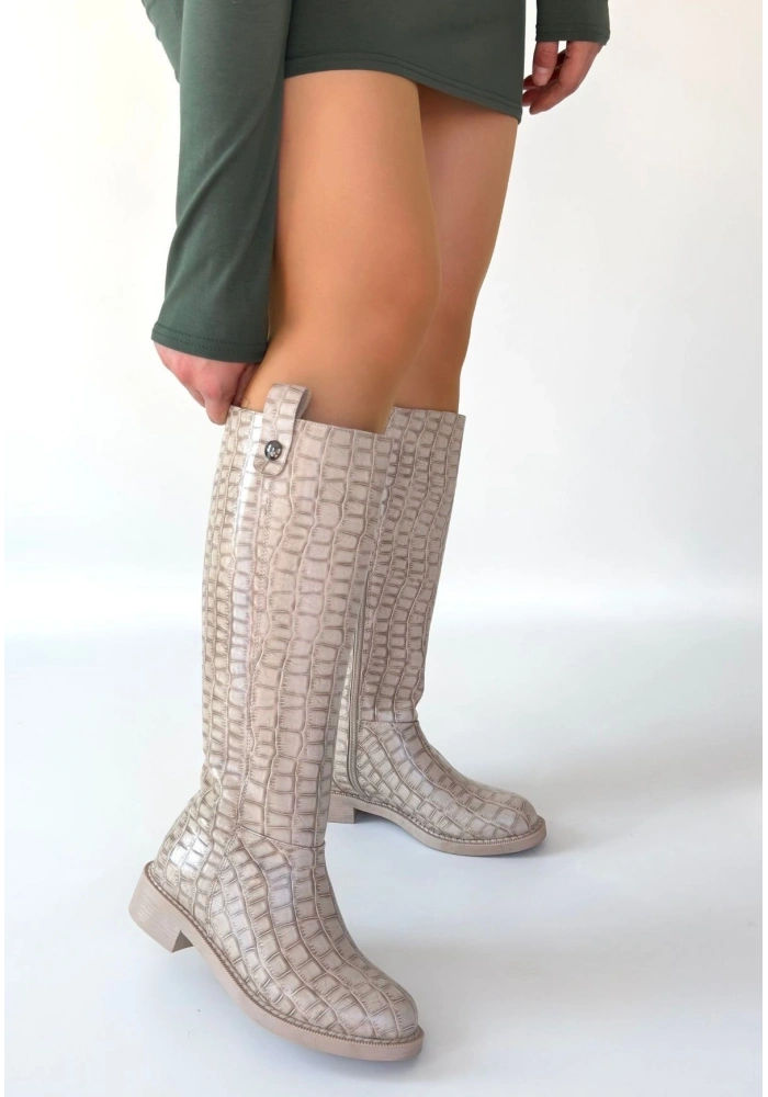 Metta Bej Cilt Desenli Çizme