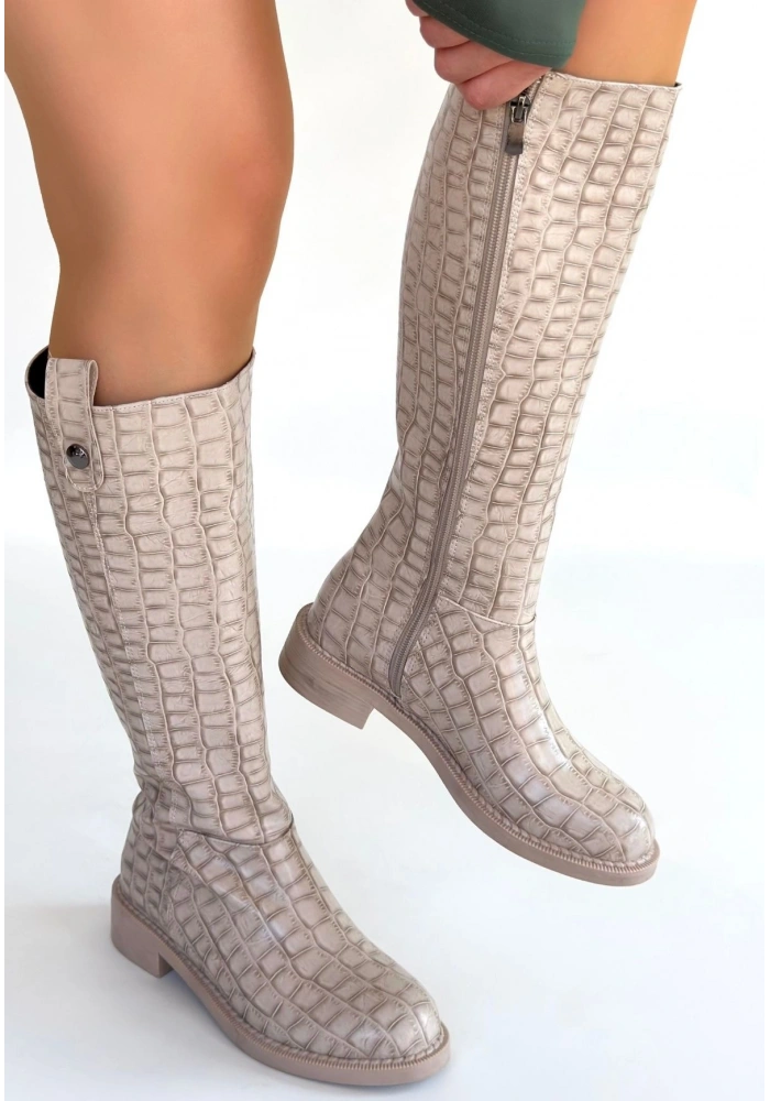 Metta Bej Cilt Desenli Çizme