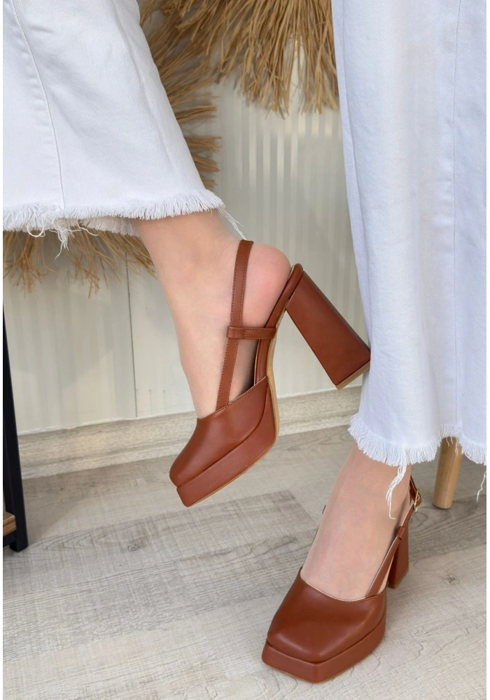 Mety Taba Cilt Topuklu Ayakkabı