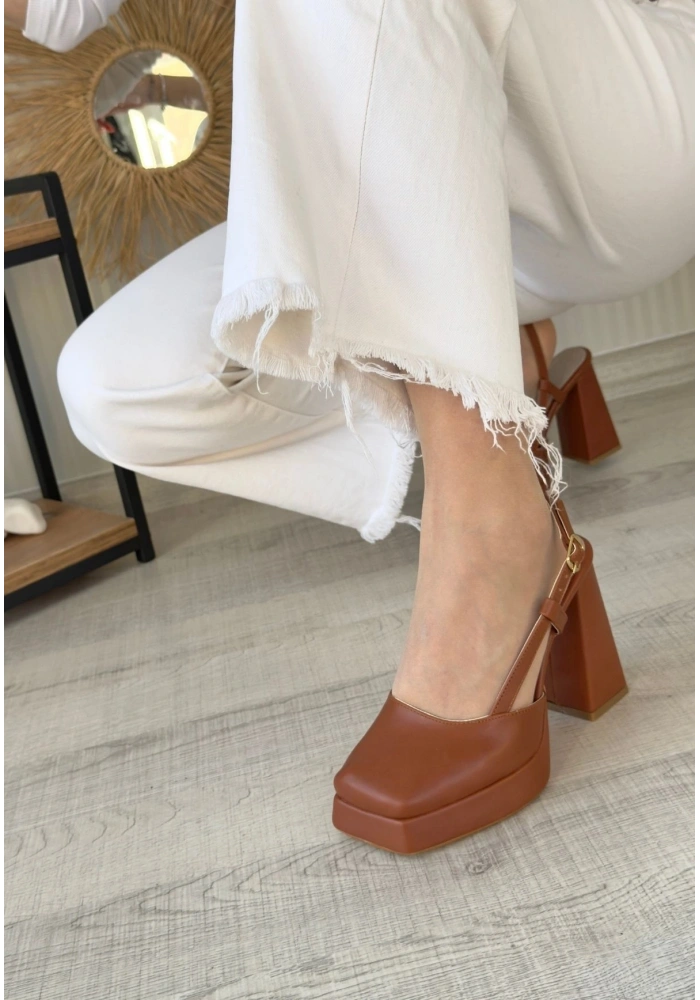 Mety Taba Cilt Topuklu Ayakkabı