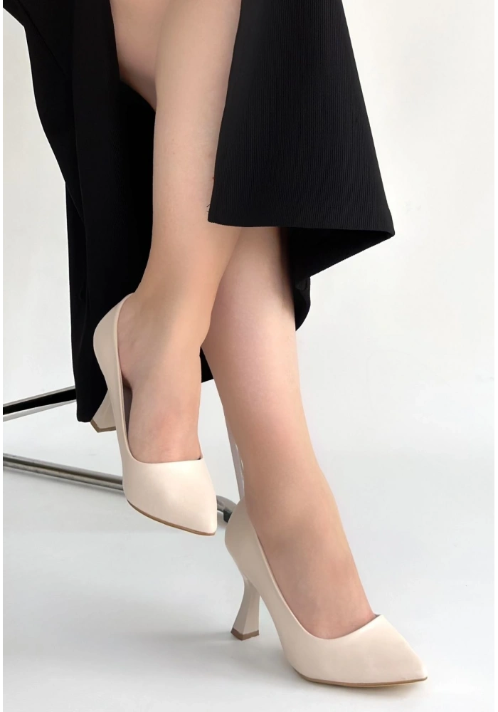 Meyli Bej Cilt Topuklu Ayakkabı