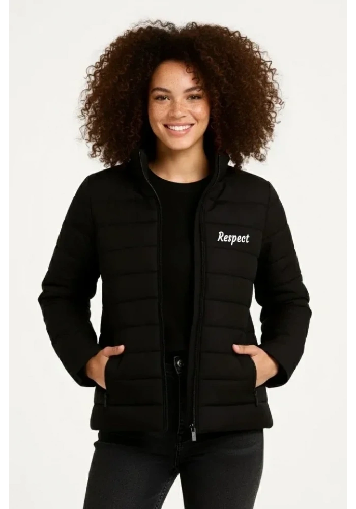 Mikro Su İtici Kapitone Baskılı Astarlı Fermuarlı Bomber Mont - Siyah