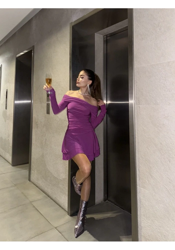 Mını Fırfırlı Elbise - Pembe