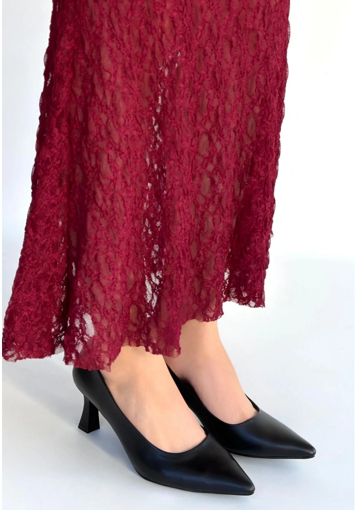 Mırta Siyah Cilt Topuklu Ayakkabı