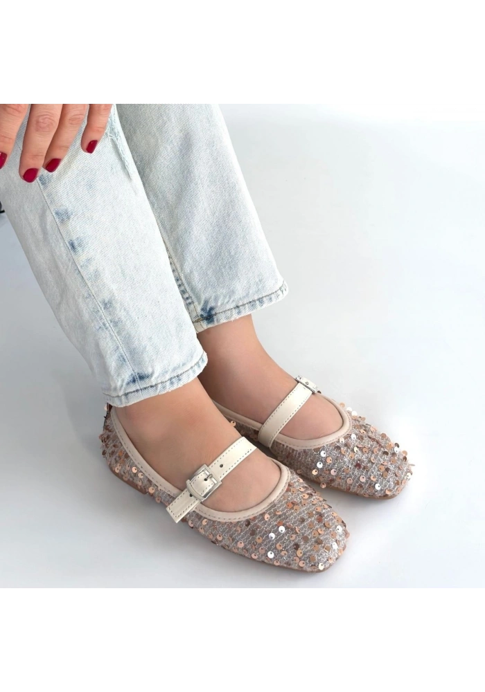 Moden Bej Süet Babet Ayakkabı