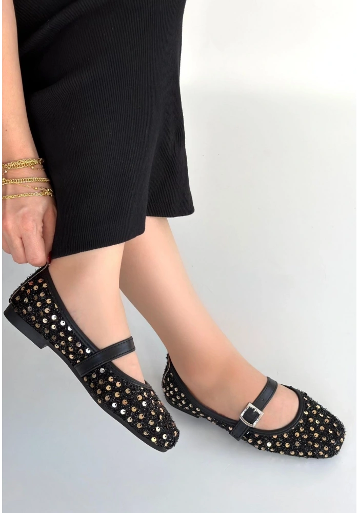 Moden Siyah Süet Babet Ayakkabı