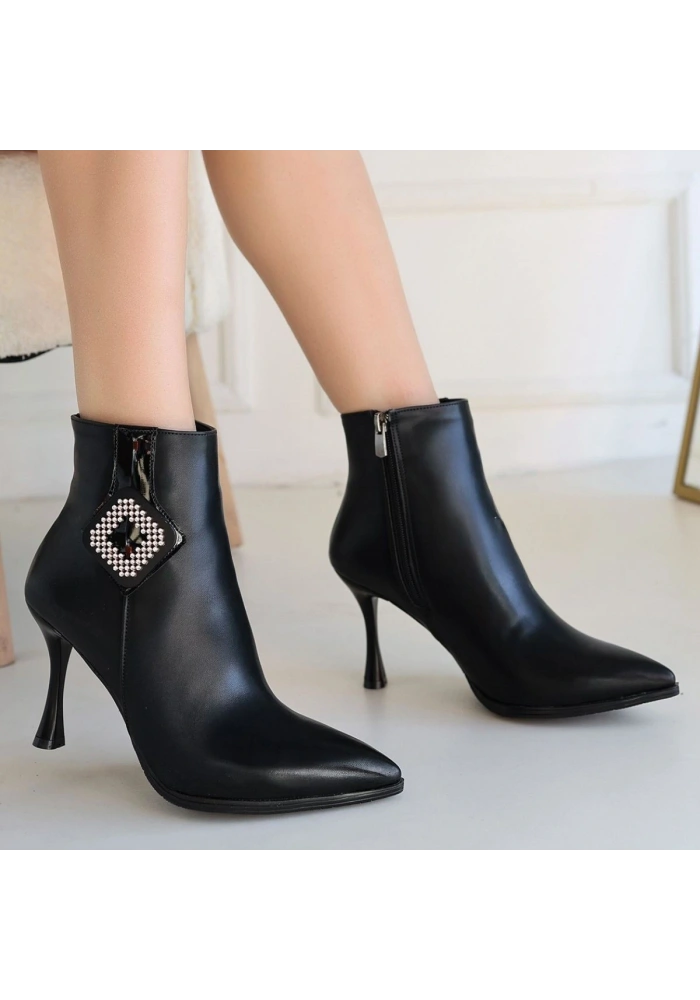 Moose Siyah Cilt Topuklu Bot