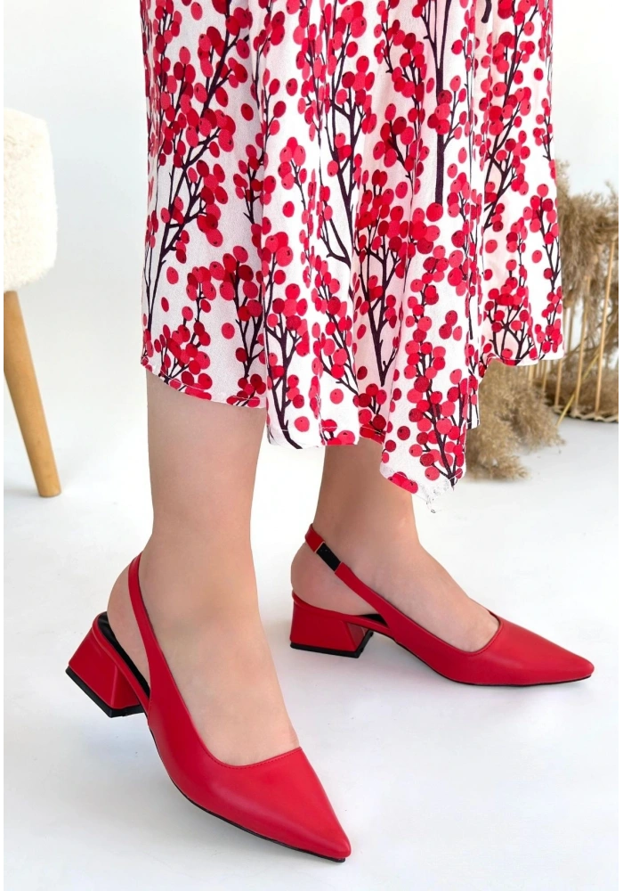 Morji Kırmızı Cilt Topuklu Ayakkabı