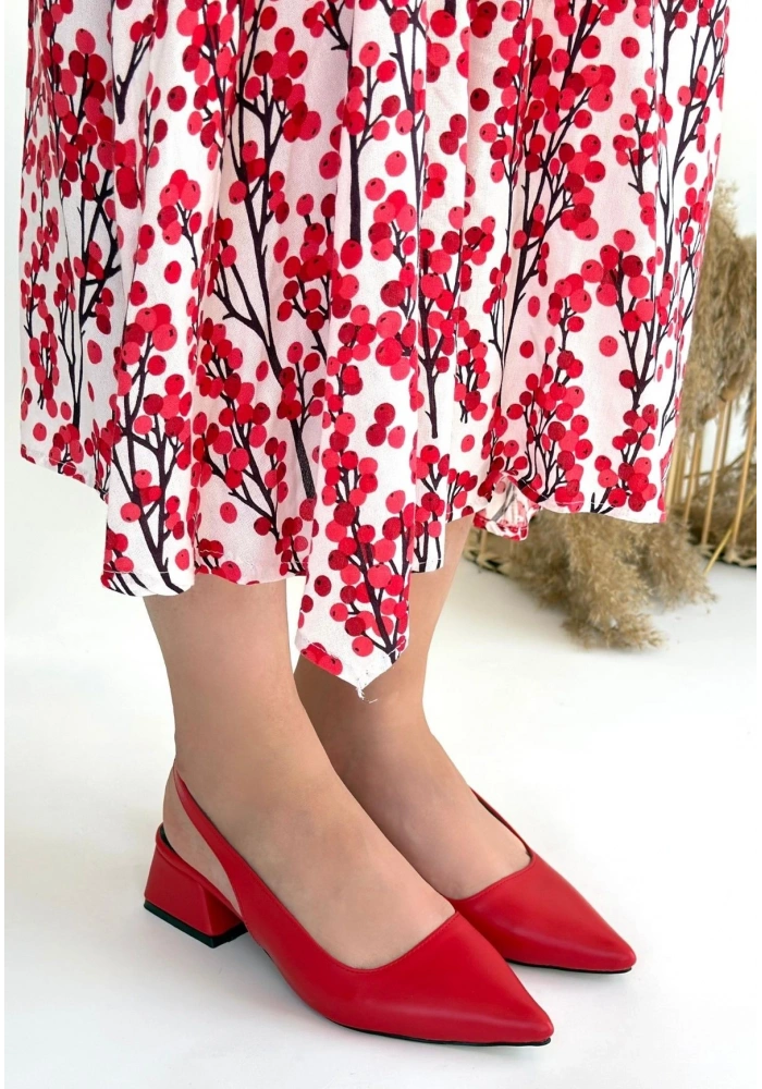 Morji Kırmızı Cilt Topuklu Ayakkabı